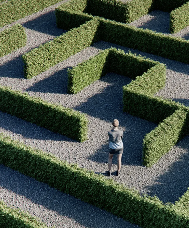 Person i labyrint – når livet føles tungt og du har mistet retningen